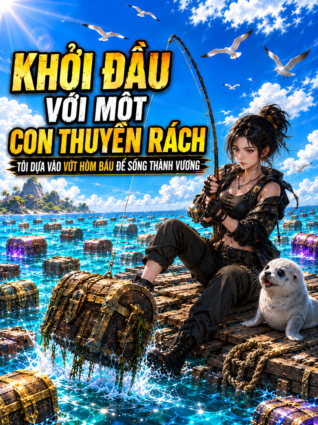 Bìa truyện Khởi Đầu Với Một Con Thuyền Rách Tôi Dựa Vào Vớt Hòm Báu Để Sống Thành Vương