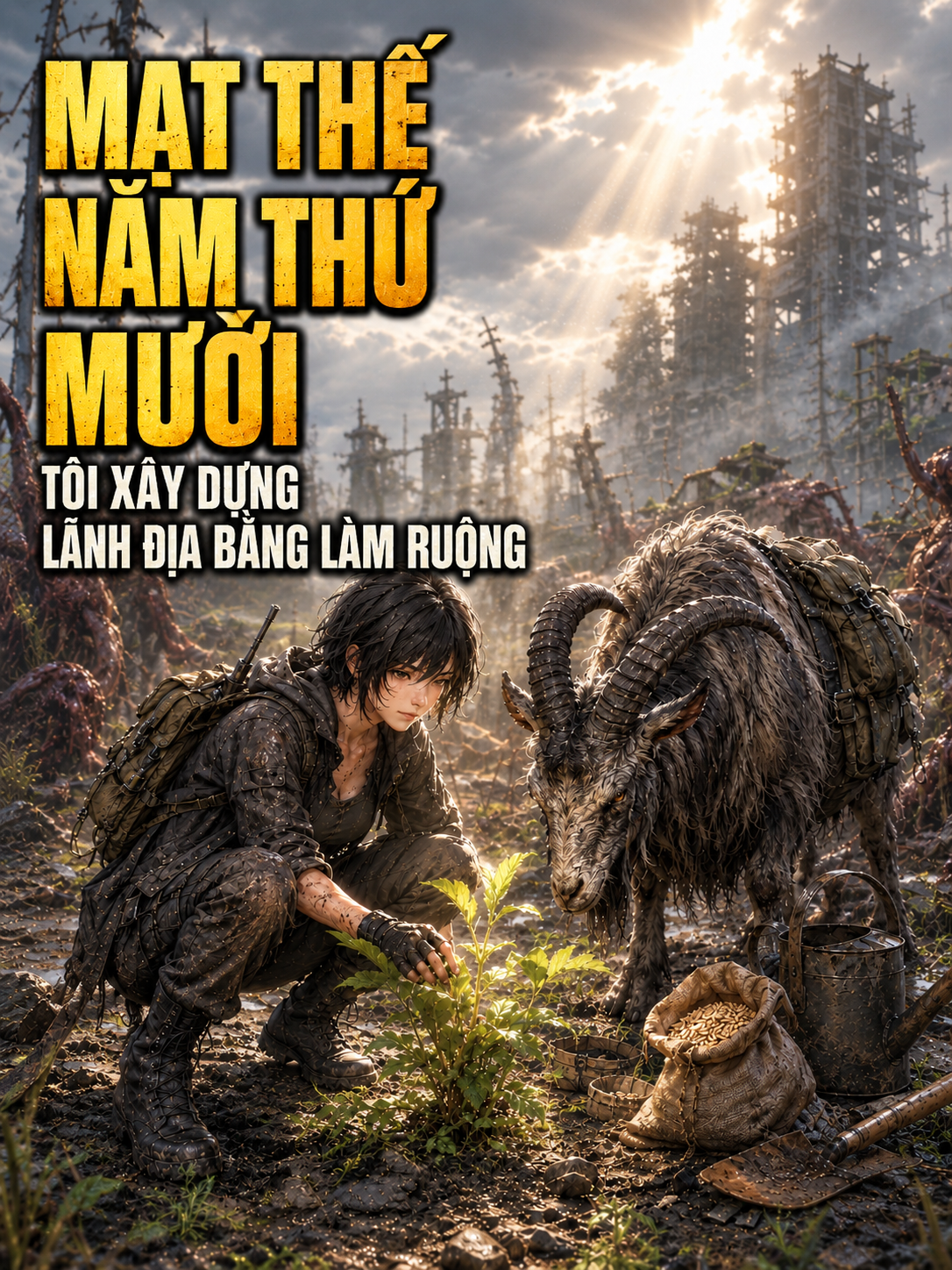 Bìa truyện Mạt Thế Năm Thứ Mười: Tôi Xây Dựng Lãnh Địa Bằng Làm Ruộng